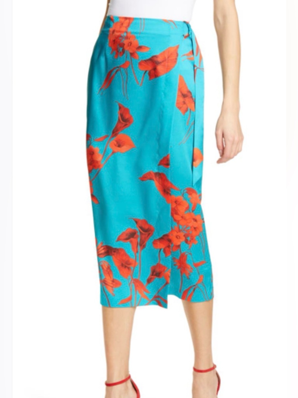 Ted Baker Lilyyy Fantasia Floral Print Wrap Midi Skirt Size 1
